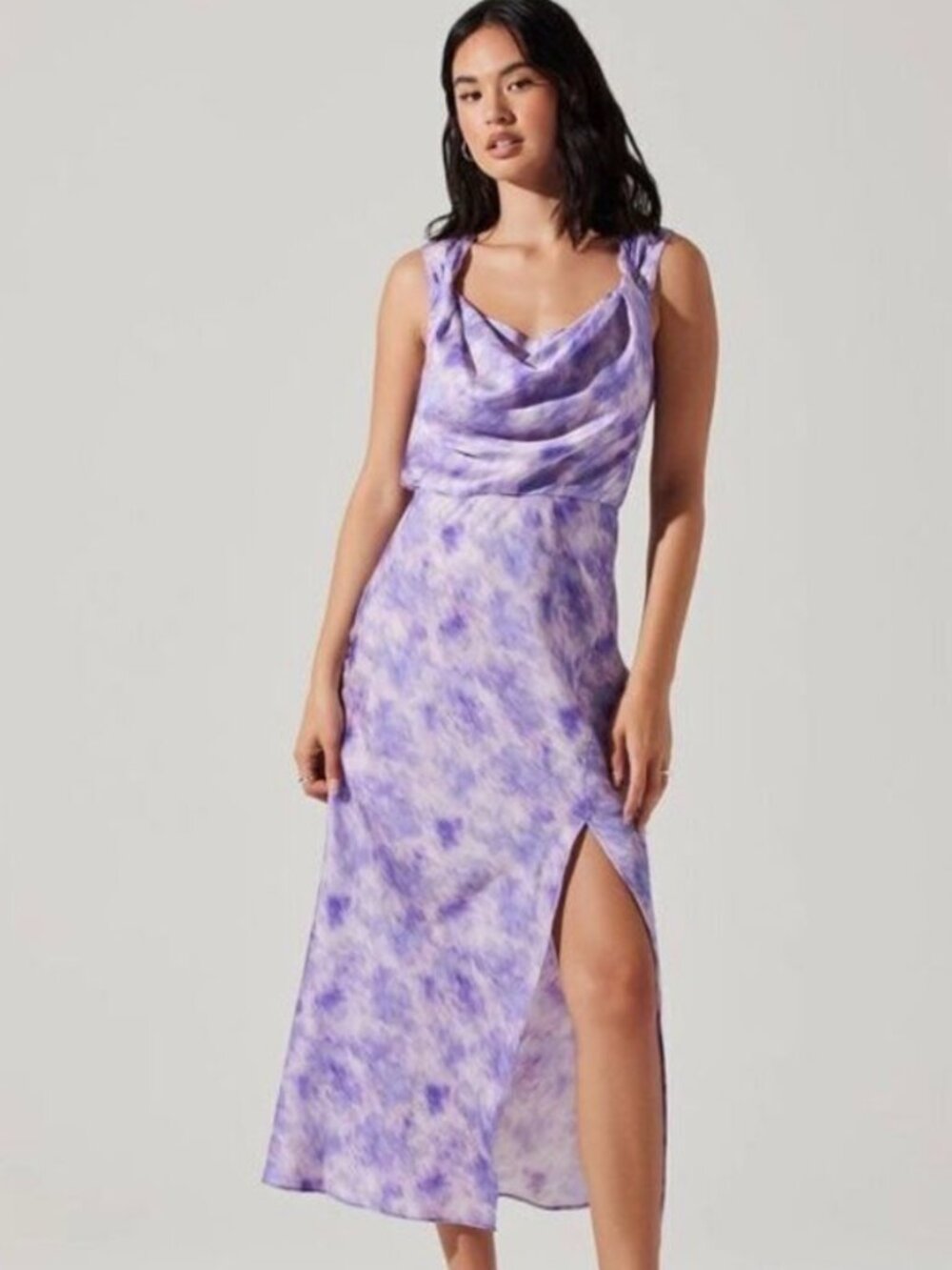 ASTR The Label Purple Cowl Neck Midi Dress – Size M
